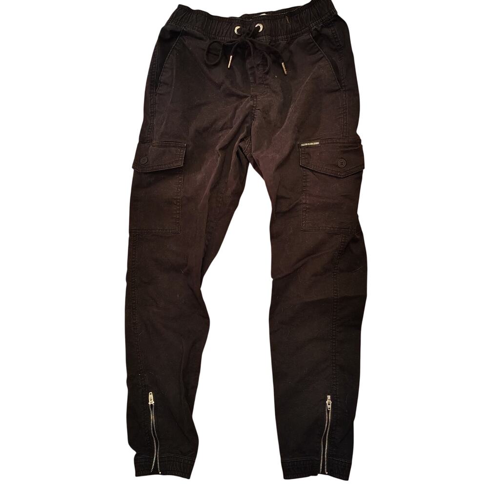 Calvin Klein Women’s Joggers XS – Black, Cargo Pockets, Zip Ankle, Stretch